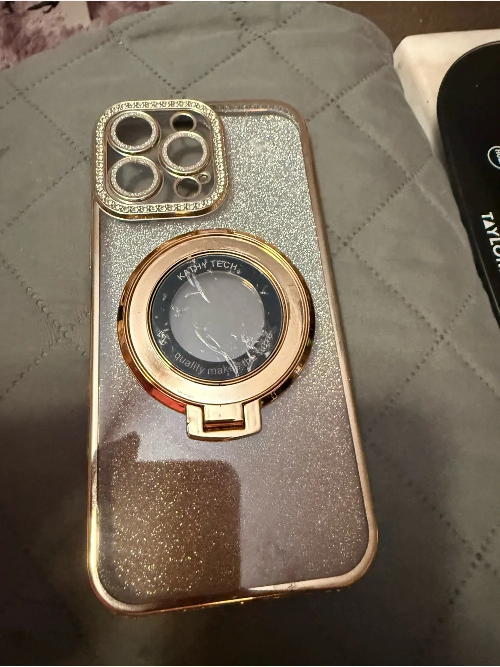 Magnetic Stand Case for iPhone 16 Pro Max with Bling Rhinestones